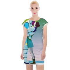 Astronaut Kiss Space Baby Cap Sleeve Bodycon Dress by Bedest