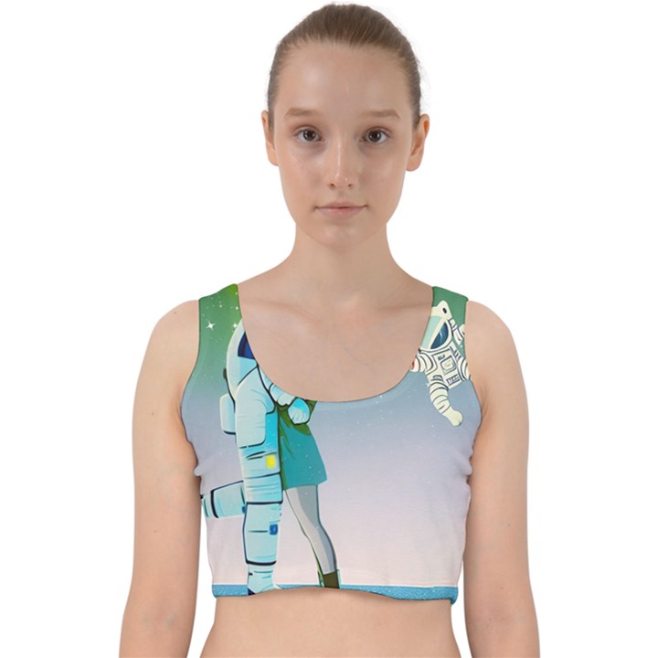 Astronaut Kiss Space Baby Velvet Racer Back Crop Top