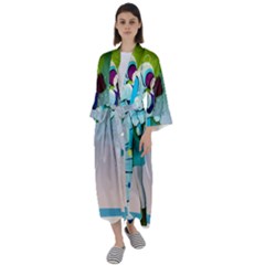 Astronaut Kiss Space Baby Maxi Satin Kimono by Bedest