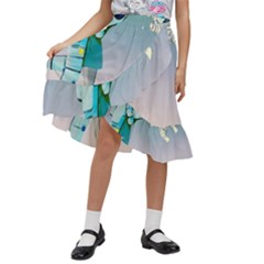 Astronaut Kiss Space Baby Kids  Ruffle Flared Wrap Midi Skirt by Bedest