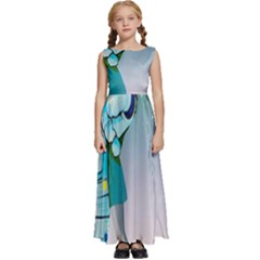 Astronaut Kiss Space Baby Kids  Satin Sleeveless Maxi Dress by Bedest