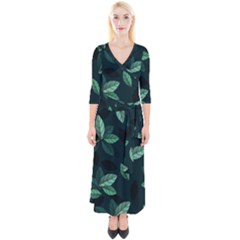 Foliage Quarter Sleeve Wrap Maxi Dress