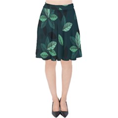 Foliage Velvet High Waist Skirt