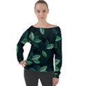 Foliage Off Shoulder Long Sleeve Velour Top View1