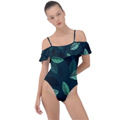 Foliage Frill Detail One Piece Swimsuit