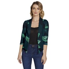 Foliage Women s Draped Front 3/4 Sleeve Shawl Collar Jacket