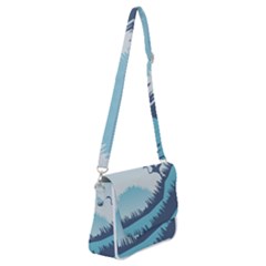 Swan Flying Bird Wings Waves Grass Shoulder Bag With Back Zipper by Bedest