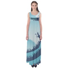 Swan Flying Bird Wings Waves Grass Empire Waist Maxi Dress by Bedest