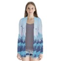 Swan Flying Bird Wings Waves Grass Drape Collar Cardigan View1