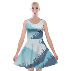 Swan Flying Bird Wings Waves Grass Velvet Skater Dress by Bedest