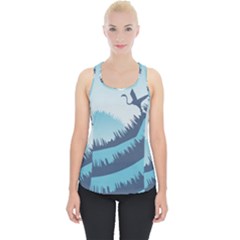 Swan Flying Bird Wings Waves Grass Piece Up Tank Top by Bedest