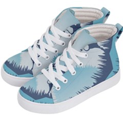 Swan Flying Bird Wings Waves Grass Kids  Hi-top Skate Sneakers by Bedest