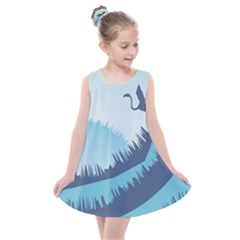 Swan Flying Bird Wings Waves Grass Kids  Summer Dress by Bedest