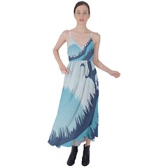 Swan Flying Bird Wings Waves Grass Tie Back Maxi Dress by Bedest