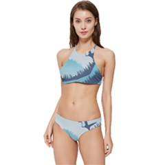 Swan Flying Bird Wings Waves Grass Banded Triangle Bikini Set by Bedest