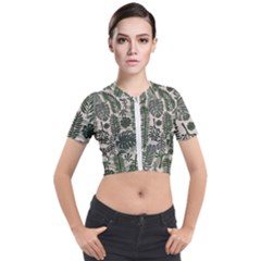 Plants Leaves Boho Botany Foliage Short Sleeve Cropped Jacket by Bedest