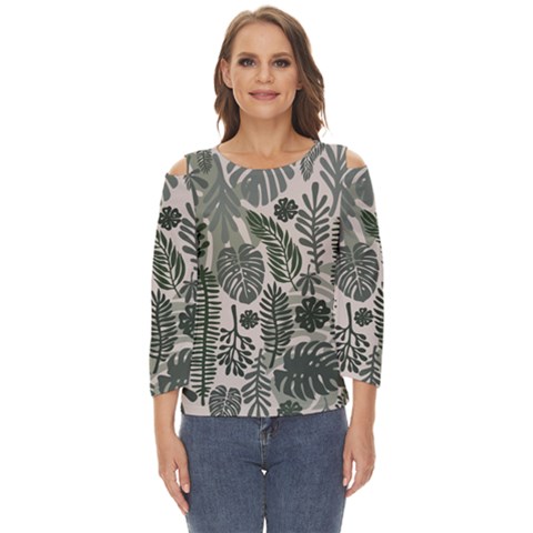 Plants Leaves Boho Botany Foliage Cut Out Wide Sleeve Top by Bedest