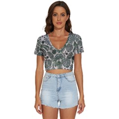 Plants Leaves Boho Botany Foliage V-neck Crop Top by Bedest