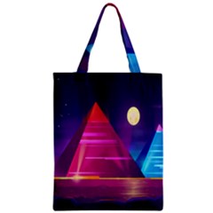 Egyptian Pyramids Night Landscape Cartoon Zipper Classic Tote Bag by Ndabl3x