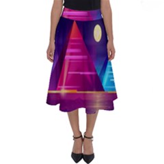 Egyptian Pyramids Night Landscape Cartoon Perfect Length Midi Skirt by Ndabl3x