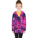 Egyptian Pyramids Night Landscape Cartoon Kids  Double Breasted Button Coat View1