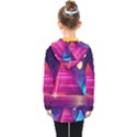 Egyptian Pyramids Night Landscape Cartoon Kids  Double Breasted Button Coat View2