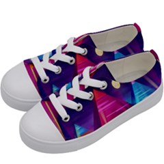 Egyptian Pyramids Night Landscape Cartoon Kids  Low Top Canvas Sneakers by Ndabl3x