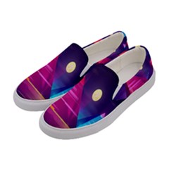 Egyptian Pyramids Night Landscape Cartoon Women s Canvas Slip Ons by Ndabl3x