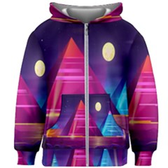 Egyptian Pyramids Night Landscape Cartoon Kids  Zipper Hoodie Without Drawstring by Ndabl3x