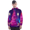 Egyptian Pyramids Night Landscape Cartoon Men s Front Pocket Pullover Windbreaker View1