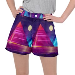 Egyptian Pyramids Night Landscape Cartoon Women s Ripstop Shorts by Ndabl3x