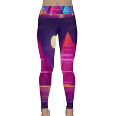 Egyptian Pyramids Night Landscape Cartoon Lightweight Velour Classic Yoga Leggings by Ndabl3x