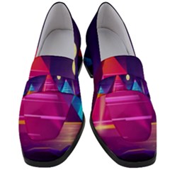 Egyptian Pyramids Night Landscape Cartoon Women s Chunky Heel Loafers by Ndabl3x