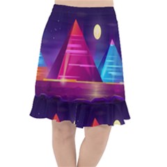 Egyptian Pyramids Night Landscape Cartoon Fishtail Chiffon Skirt by Ndabl3x