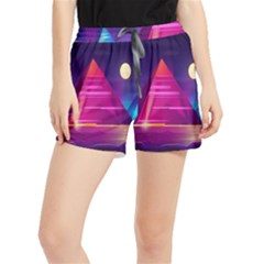 Egyptian Pyramids Night Landscape Cartoon Women s Runner Shorts by Ndabl3x