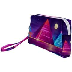 Egyptian Pyramids Night Landscape Cartoon Wristlet Pouch Bag (small) by Ndabl3x