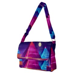 Egyptian Pyramids Night Landscape Cartoon Full Print Messenger Bag (m) by Ndabl3x