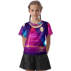 Egyptian Pyramids Night Landscape Cartoon Kids  Front Cut T-shirt by Ndabl3x