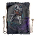 Illustration Astronaut Cosmonaut Paying Skateboard Sport Space With Astronaut Suit Drawstring Bag (Large) View1