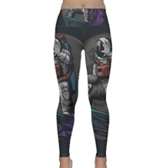 Illustration Astronaut Cosmonaut Paying Skateboard Sport Space With Astronaut Suit Lightweight Velour Classic Yoga Leggings by Ndabl3x