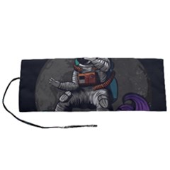 Illustration Astronaut Cosmonaut Paying Skateboard Sport Space With Astronaut Suit Roll Up Canvas Pencil Holder (s) by Ndabl3x