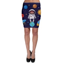 Boy Spaceman Space Rocket Ufo Planets Stars Bodycon Skirt by Ndabl3x