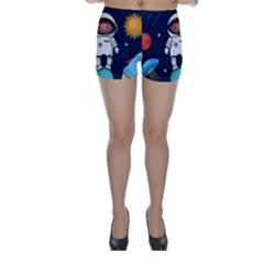 Boy Spaceman Space Rocket Ufo Planets Stars Skinny Shorts by Ndabl3x