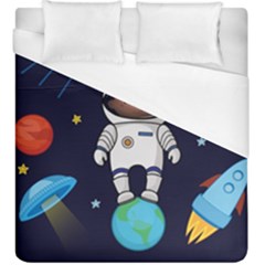 Boy Spaceman Space Rocket Ufo Planets Stars Duvet Cover (king Size) by Ndabl3x