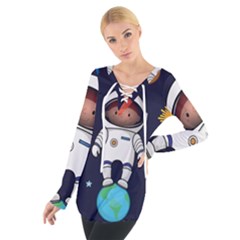 Boy Spaceman Space Rocket Ufo Planets Stars Tie Up T-shirt by Ndabl3x