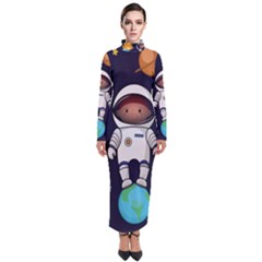 Boy Spaceman Space Rocket Ufo Planets Stars Turtleneck Maxi Dress by Ndabl3x