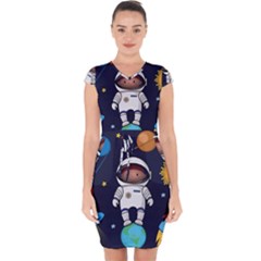 Boy Spaceman Space Rocket Ufo Planets Stars Capsleeve Drawstring Dress  by Ndabl3x