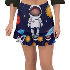 Boy Spaceman Space Rocket Ufo Planets Stars Fishtail Mini Chiffon Skirt by Ndabl3x