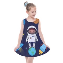 Boy Spaceman Space Rocket Ufo Planets Stars Kids  Summer Dress by Ndabl3x