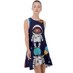 Boy Spaceman Space Rocket Ufo Planets Stars Frill Swing Dress by Ndabl3x